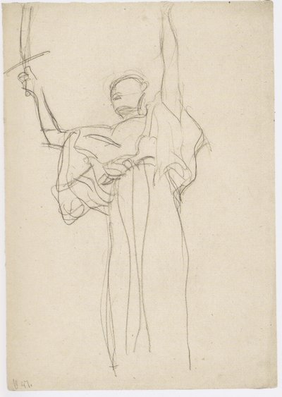 Stehende mit Schwert in der erhobenen Rechten von Gustav Klimt
